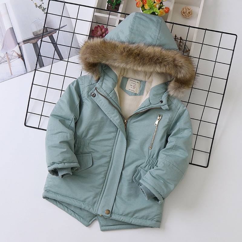 Three Little Tots Fleece-lined Thickened Boys Cotton-padded Cotton Wadded Jacket, in Light Green
