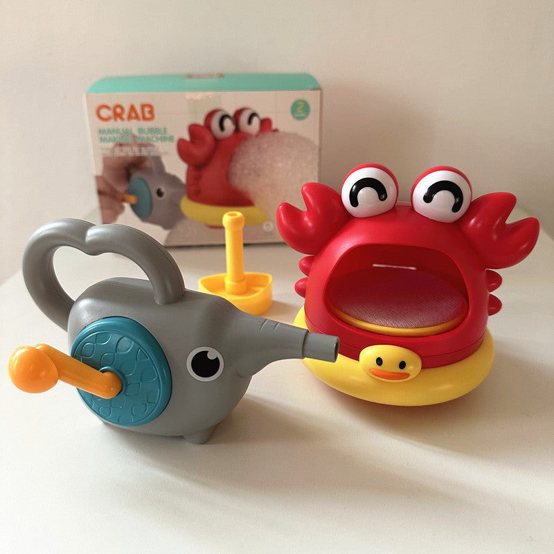 Three Little Tots Bubble Blowing Machine Shark Bathroom Bath Toys, in Crab Blowing Bubble Elephant