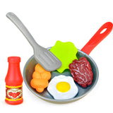 Three Little Tots Children Play House Pan Spatula Steak Kitchen Toy Set, in Silver