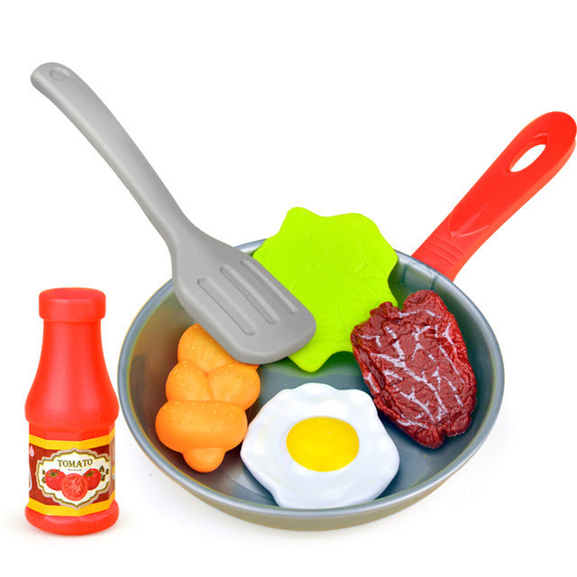 Three Little Tots Children Play House Pan Spatula Steak Kitchen Toy Set, in Silver