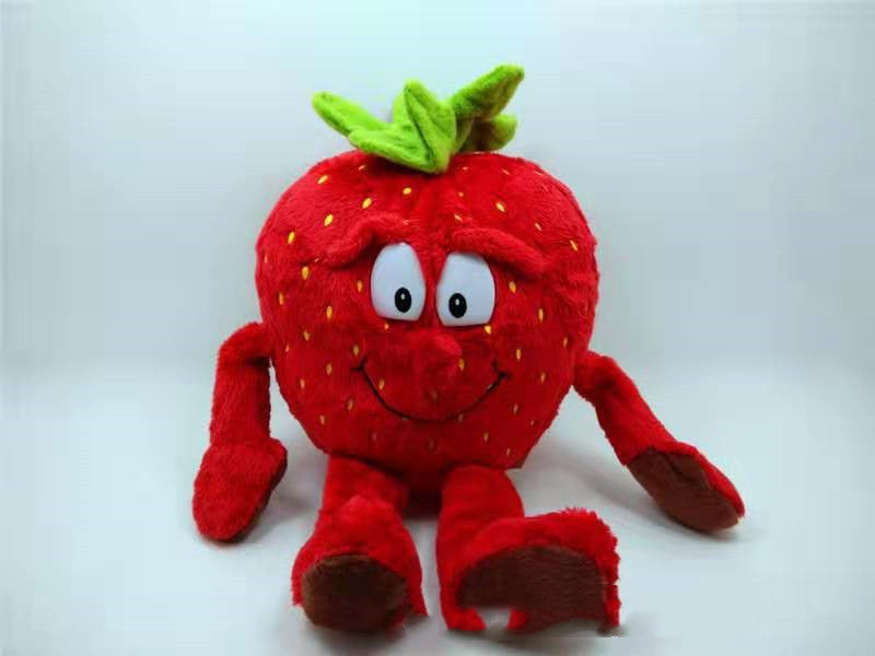 Three Little Tots Vegetables and Fruits Pumpkin and Watermelon Plush Toys, in Strawberry