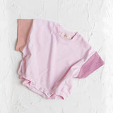 Three Little Tots Baby Boy Solid Color Stitching Triangle Short-sleeved Jumpsuit, in Violet
