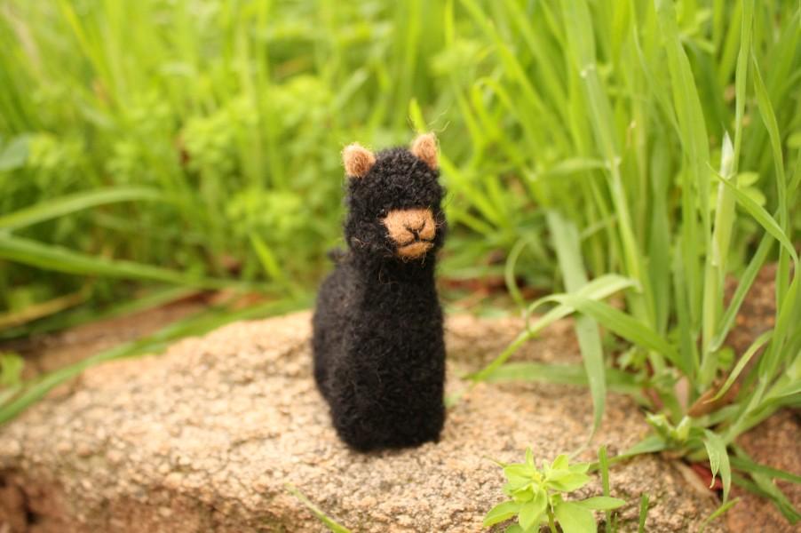Three Little Tots Alpacadorable Hand Made Baby Alpaca Ornaments, in Black