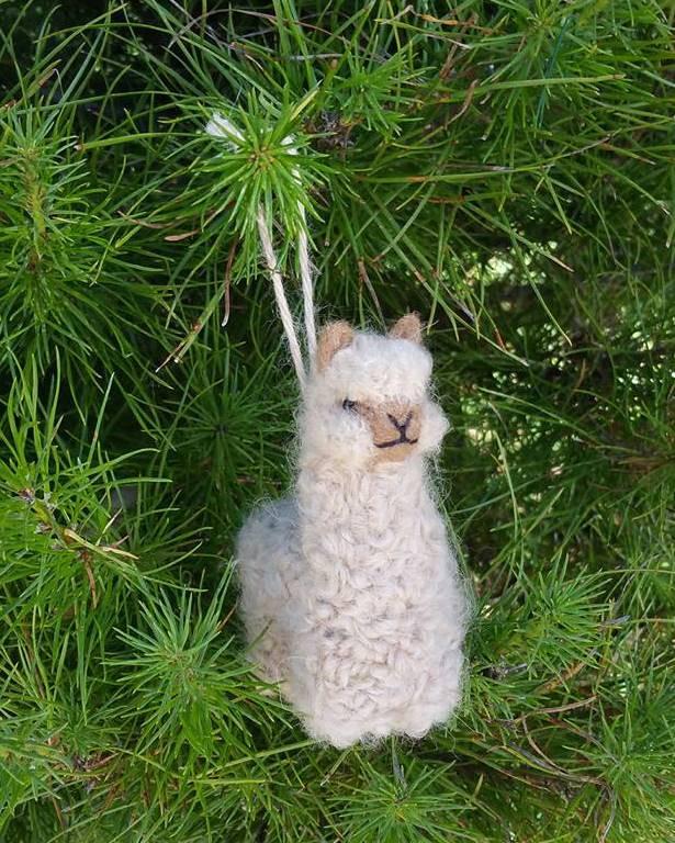 Three Little Tots Alpacadorable Hand Made Baby Alpaca Ornaments, in White