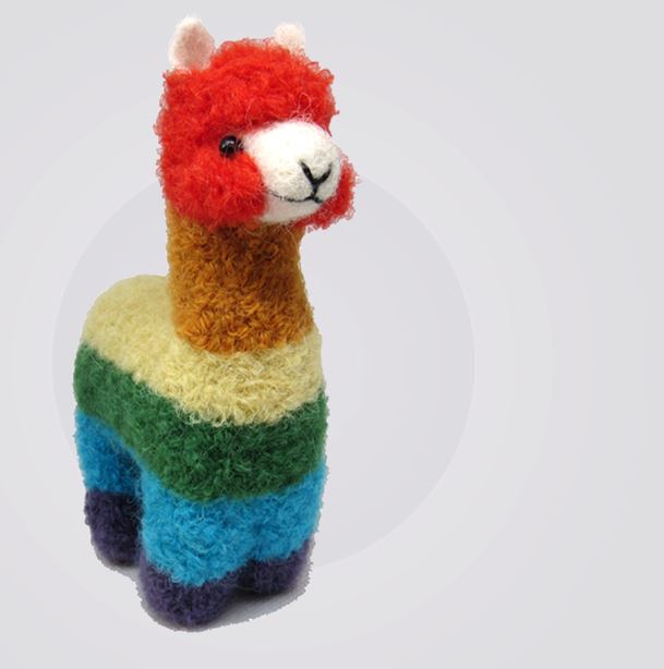 Three Little Tots Alpacadorable Hand Made Baby Alpaca Ornaments, in Rainbow