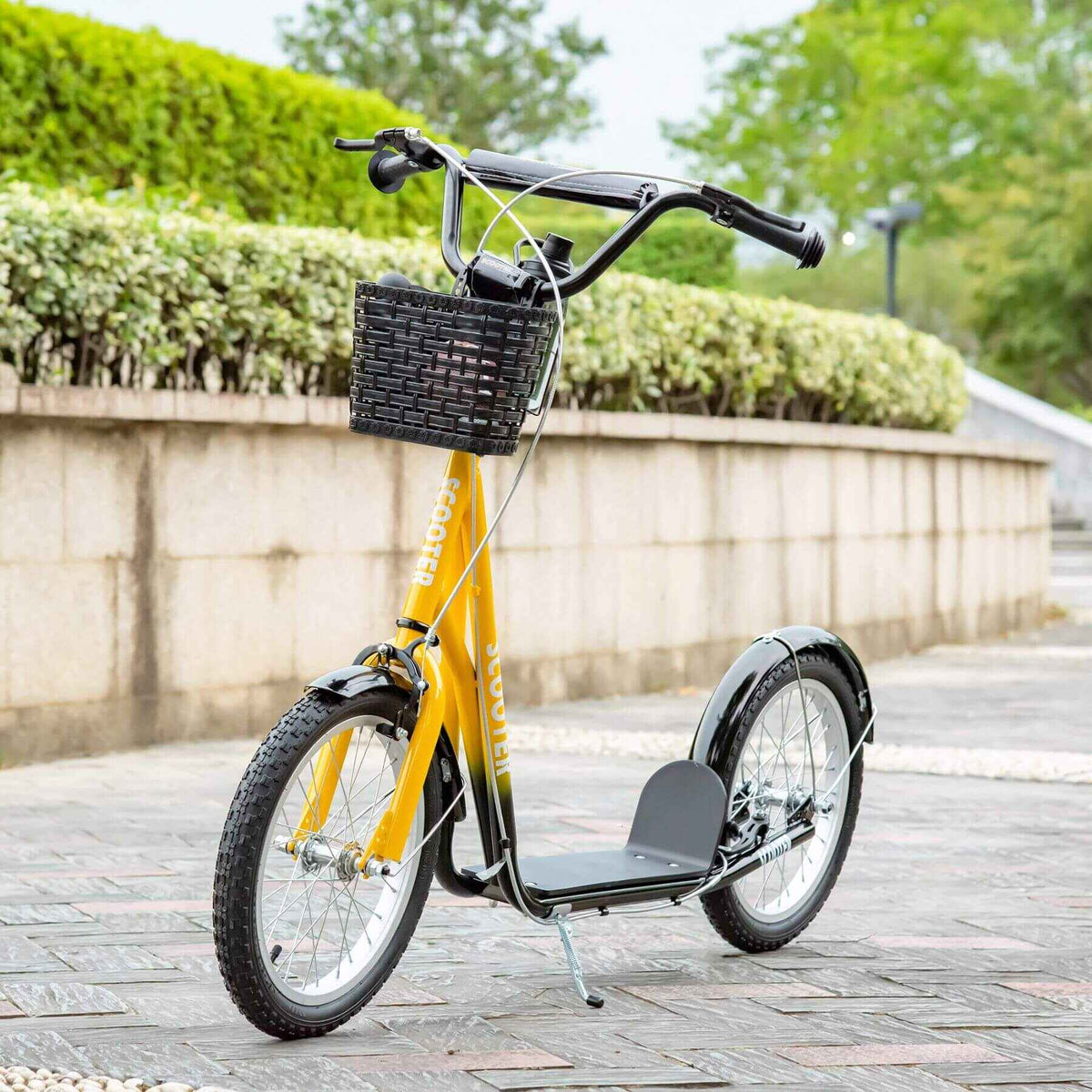 Aosom Youth Kick Scooter with Adjustable Handlebars, Yellow