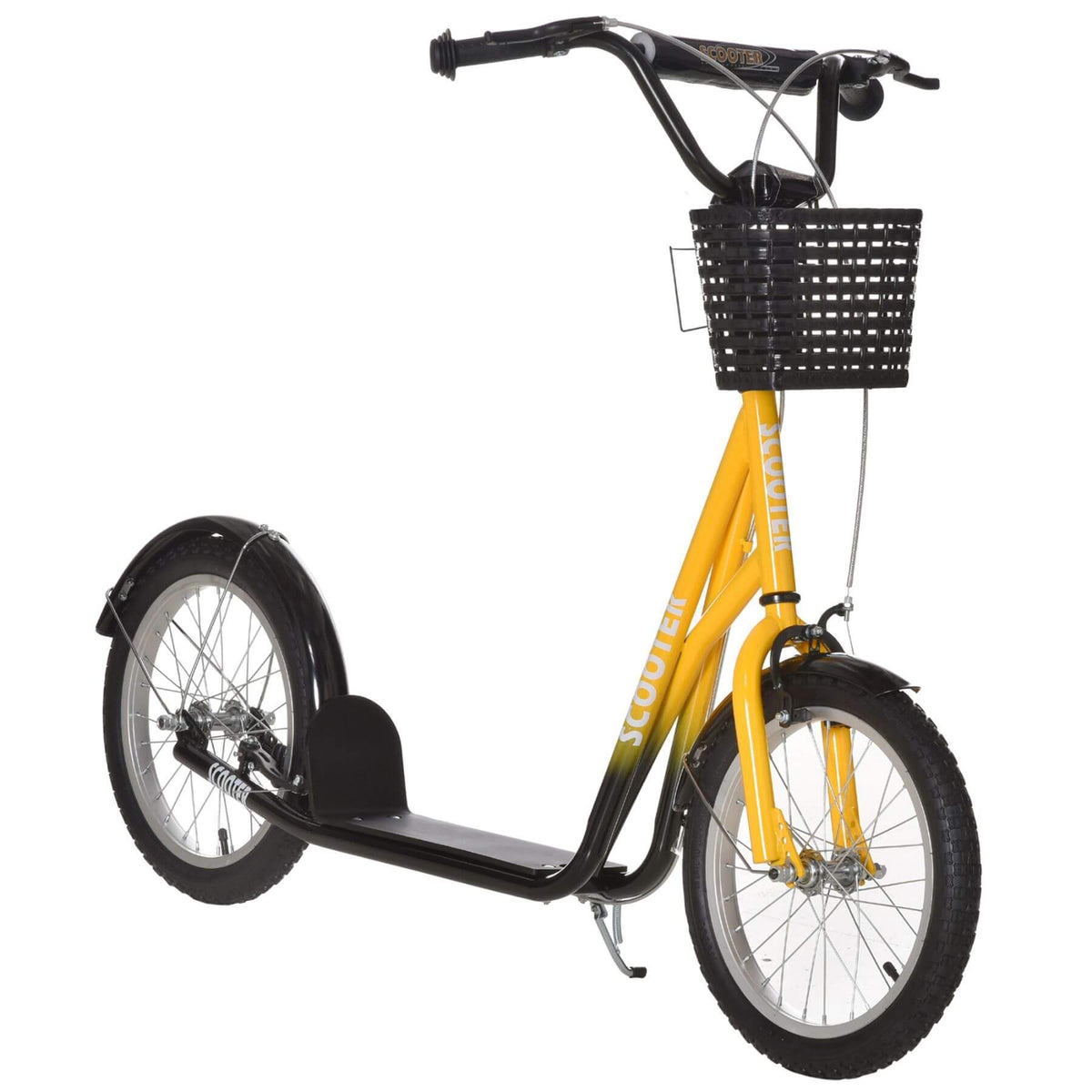 Aosom Youth Kick Scooter with Adjustable Handlebars, Yellow