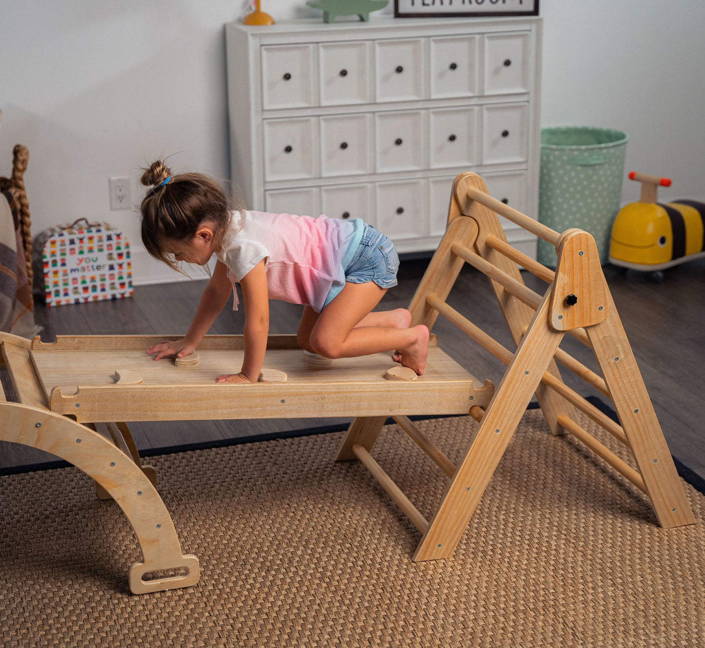 Three Little Tots Hazel Pikler Triangle Slide and Rocker Set, second additional photo