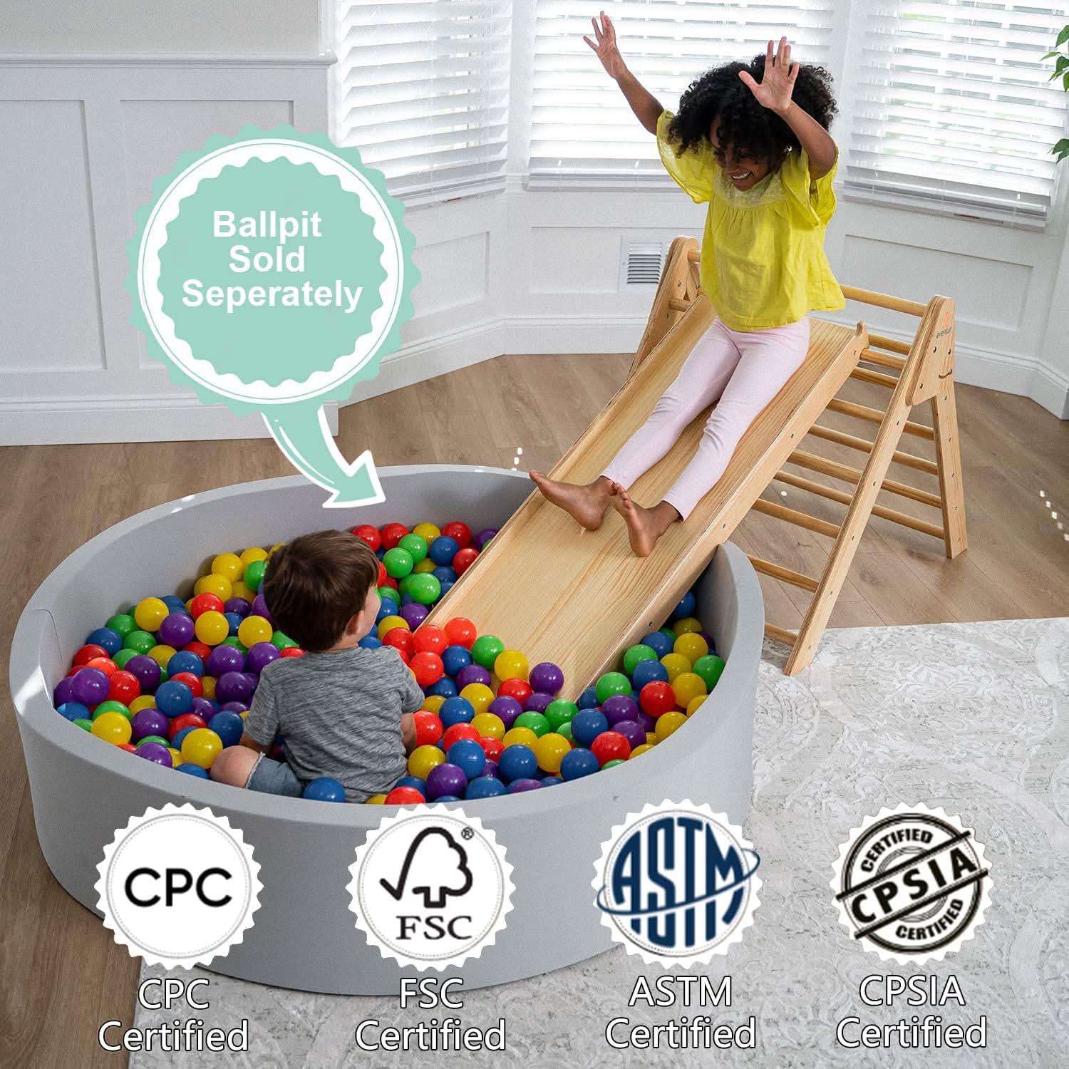 Three Little Tots Hazel Pikler Triangle Slide and Rocker Set, additional view