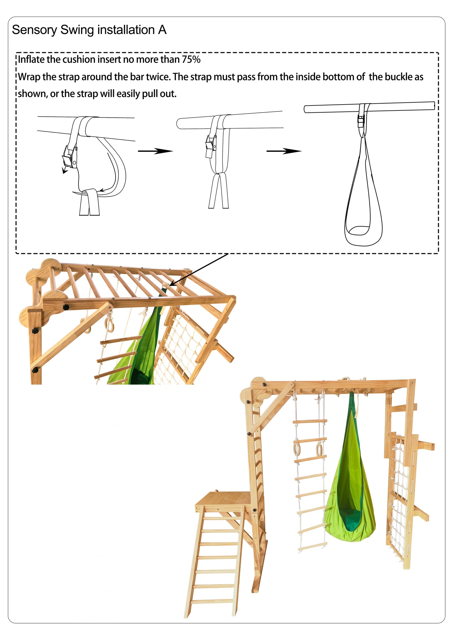 Three Little Tots Avenlur Sensory Swing Hammock Tear Drop Attachment for Grove Walnut Neem and Betul, fourth additional photo