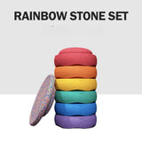 Three Little Tots Rainbow River Crossing Stone Children's Balance Training Puzzle Toy, in Round stepping stones board