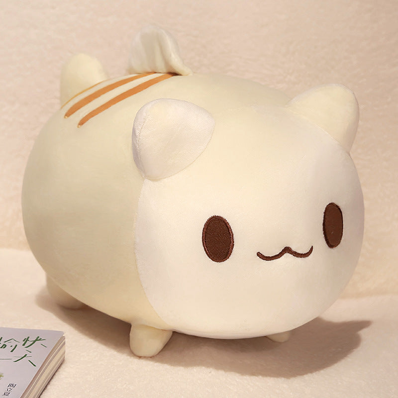 Three Little Tots Cartoon Cute Fishtail Cat Plush Toy Accompany Doll Girl Bed Sofa Doll Birthday Gift, in Beige Cat
