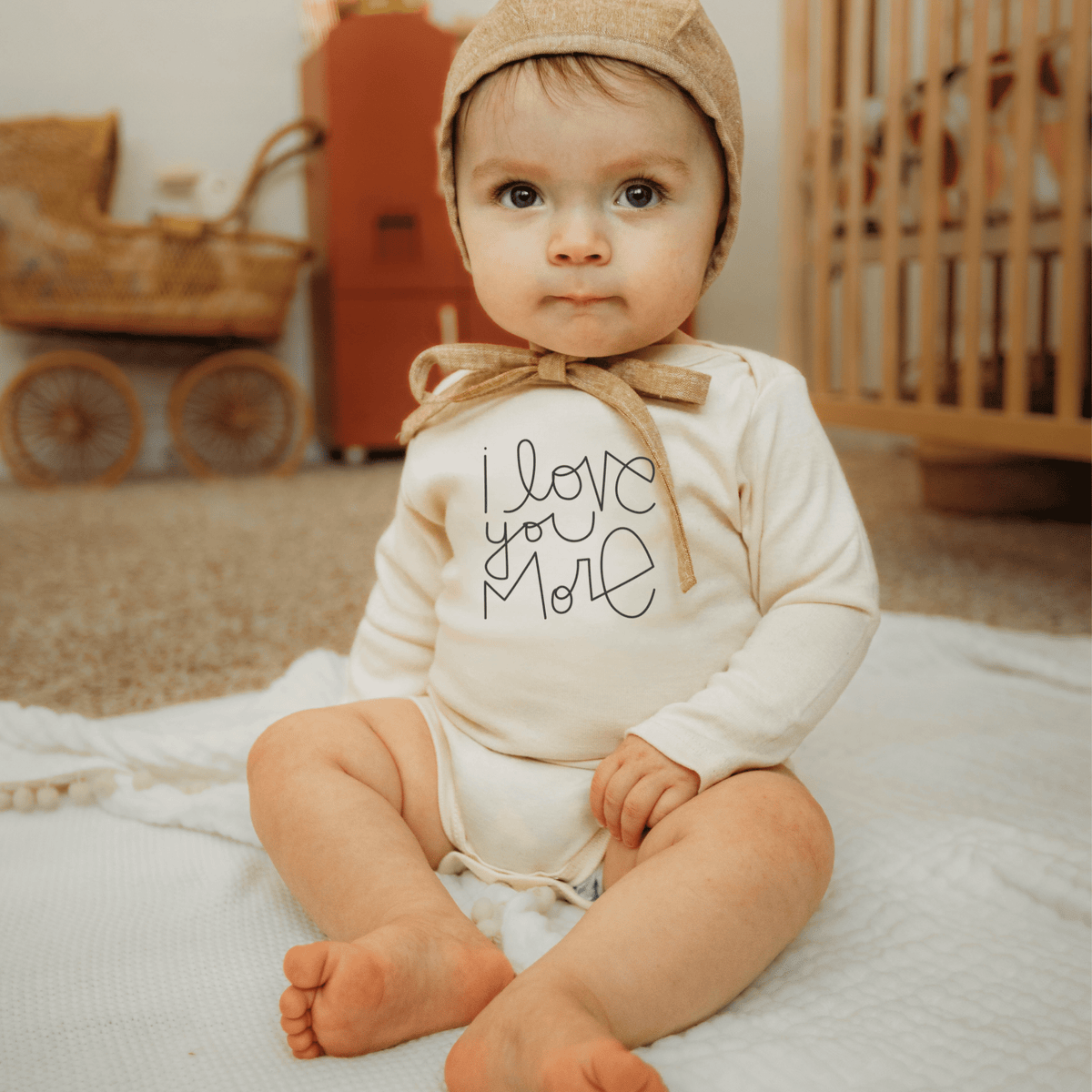 Three Little Tots I Love You More - Long Sleeve Organic Baby Bodysuit, additional product photo