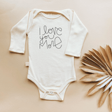 Three Little Tots I Love You More - Long Sleeve Organic Baby Bodysuit, in Black