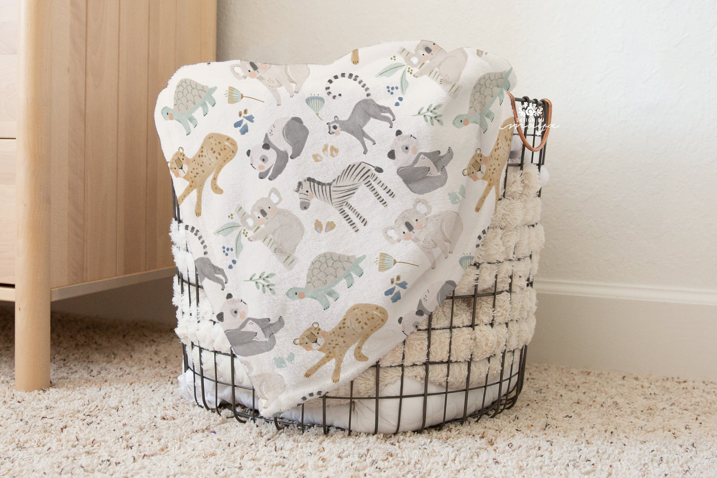 Baby Animals Safari - Vintage Baby Blanket