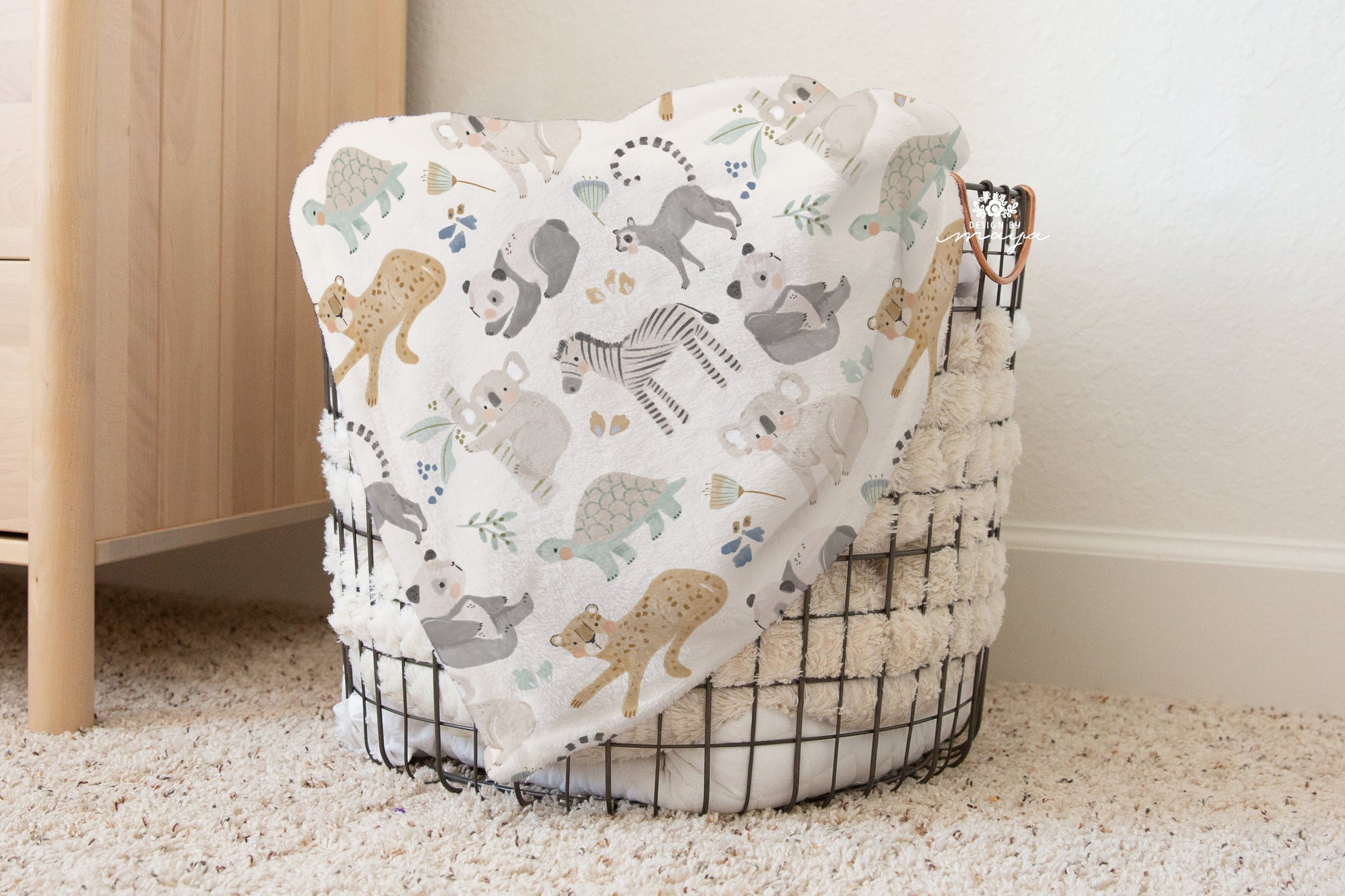 Baby Animals Safari - Vintage Baby Blanket