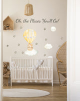 Baby animal inside Hot Air Balloon - Fabric Nursery Wall Art Decals