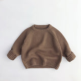 Three Little Tots Men's And Women's Kids' Sweater Loose Long Sleeve, in Brown