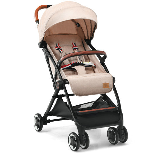 Three Little Tots Lightweight Aluminium Frame Baby Stroller with Net-Beige