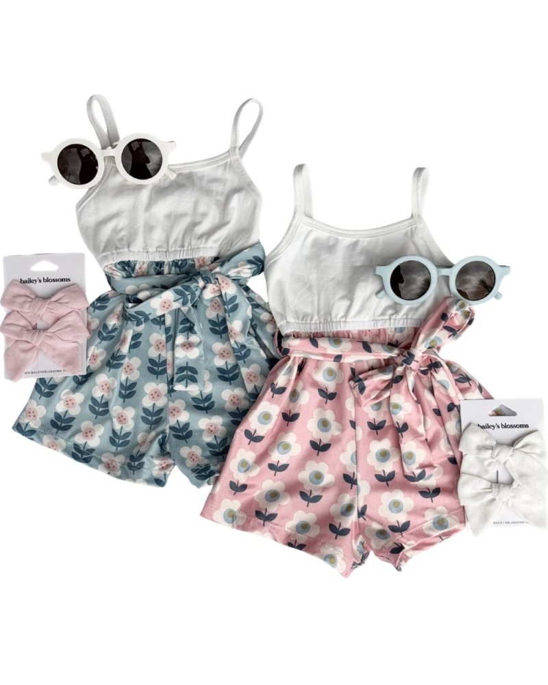Betty Camisole Romper - Floral Sky