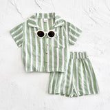 Children's Striped Cool Breathable Short-sleeved Sports Shorts