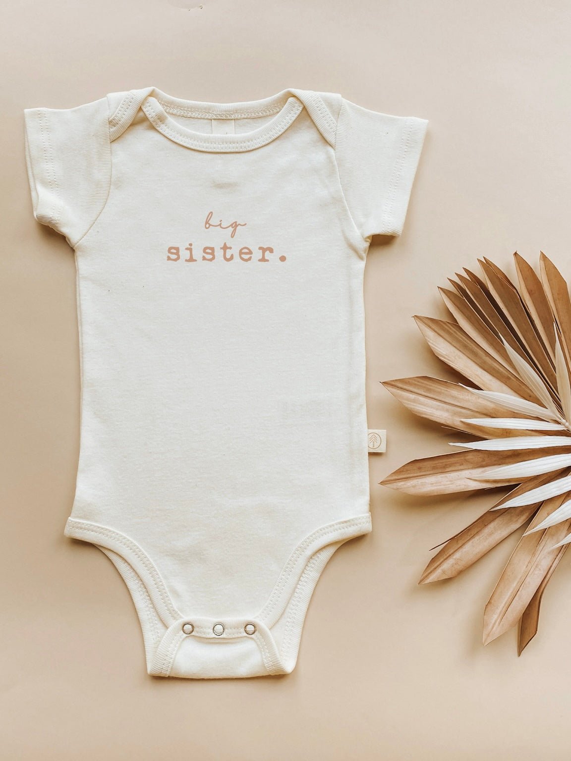 Three Little Tots Big Sister Clay Organic Cotton Short Sleeve Baby Bodysuit