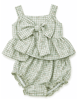 Birdie Bow Front Top & Bloomer Set - Antique Rosette Gingham