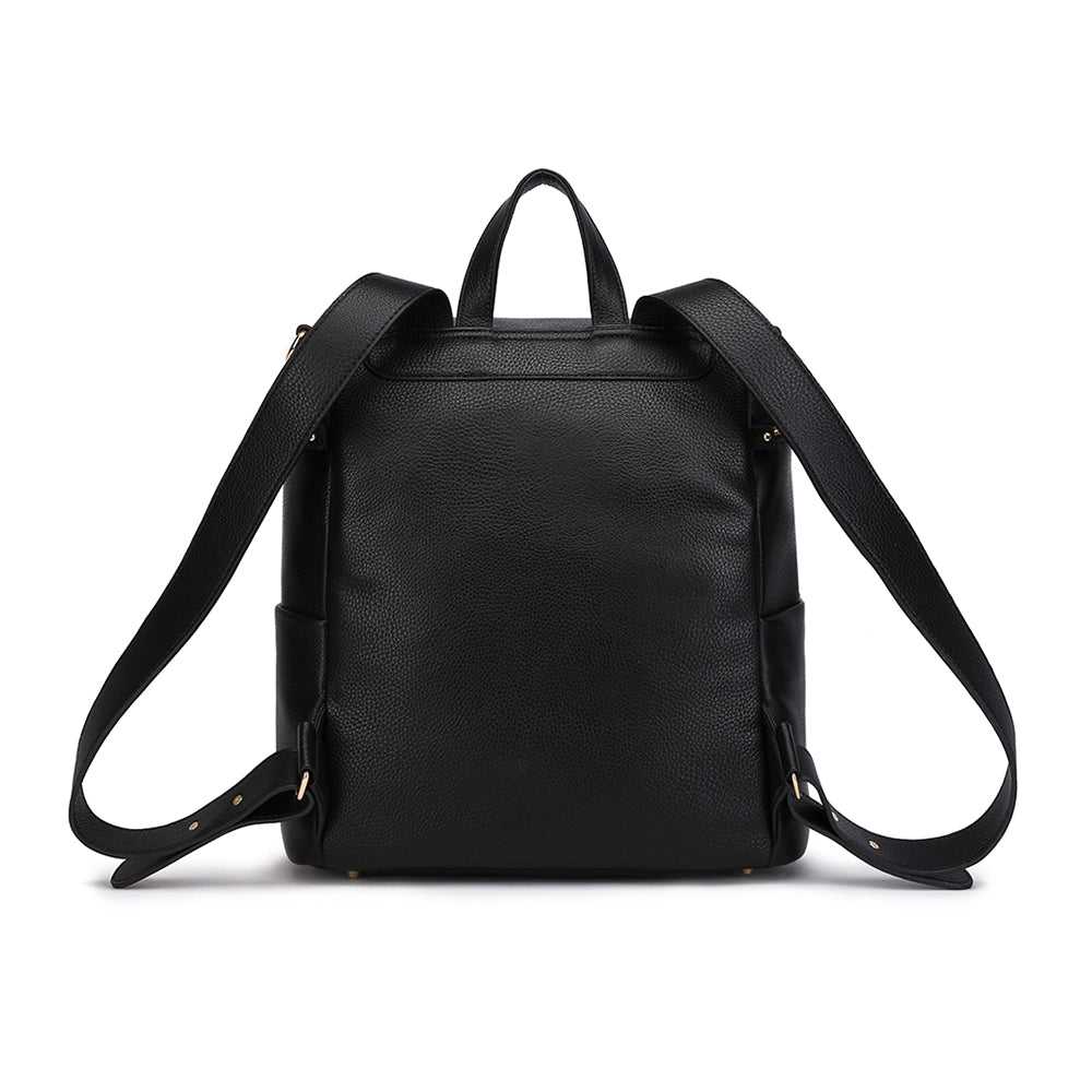 Three Little Tots Signature Diaper Bag Ebony Black, back view