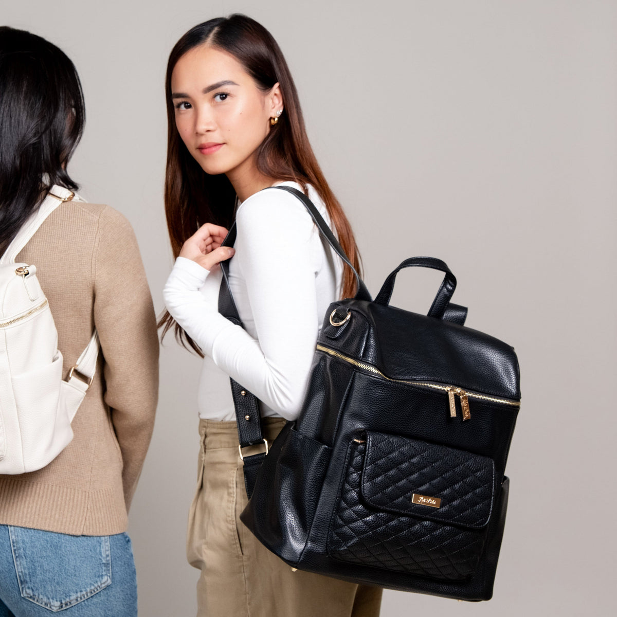Three Little Tots Signature Diaper Bag Ebony Black, another angle