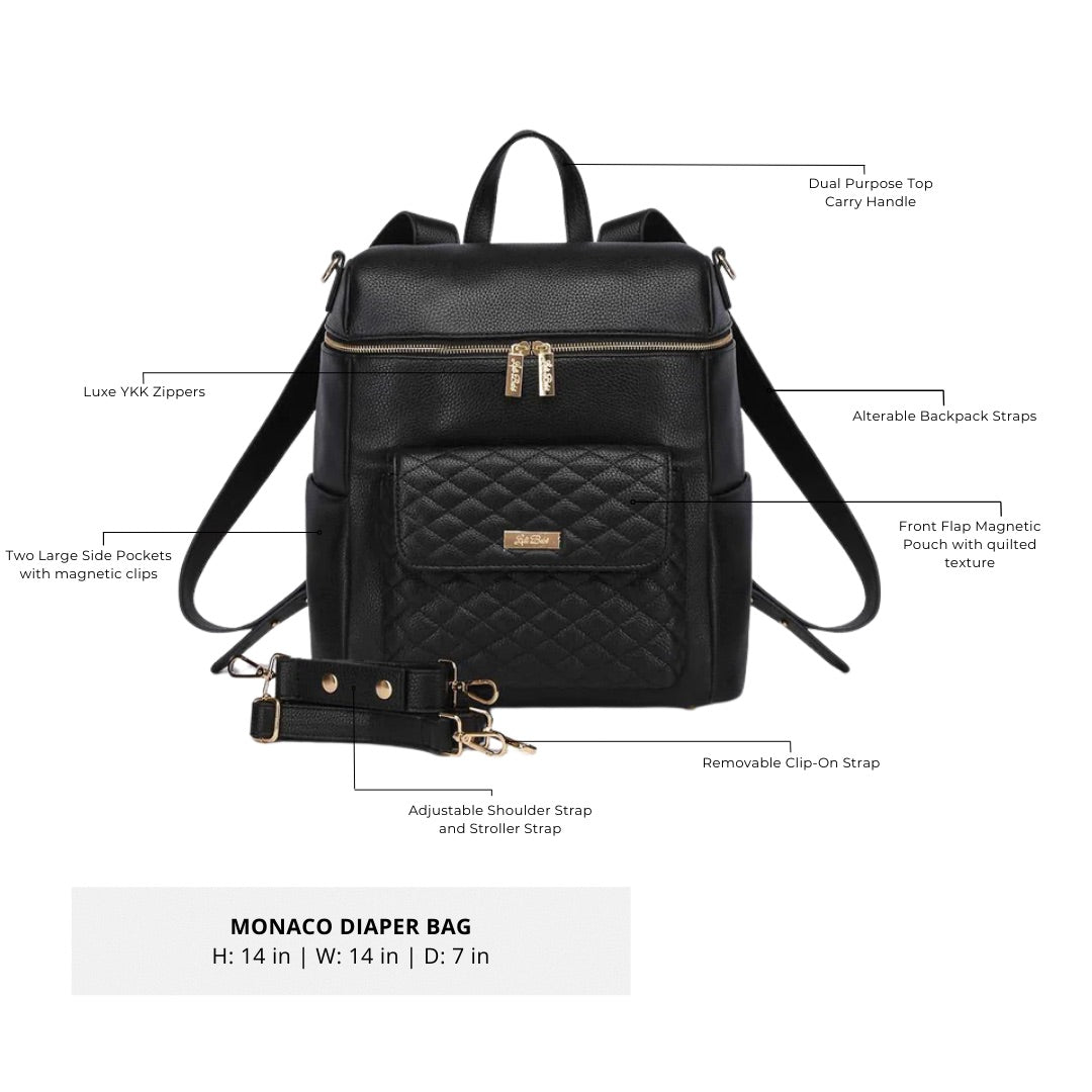 Three Little Tots Signature Diaper Bag Ebony Black, third additional photo