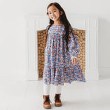 Three Little Tots Blue Printed Flared Dress