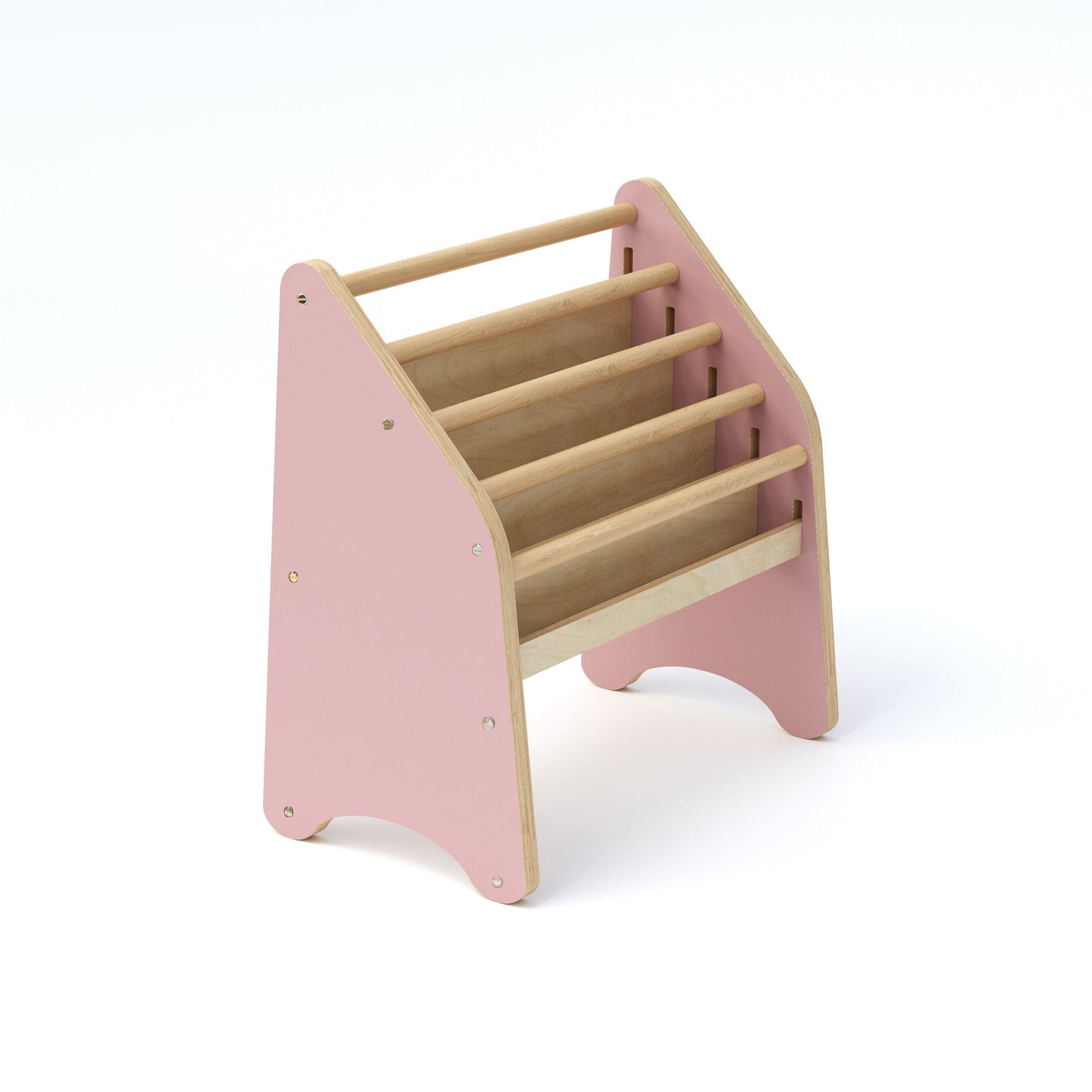 Wooden Montessori Bookshelf Pink