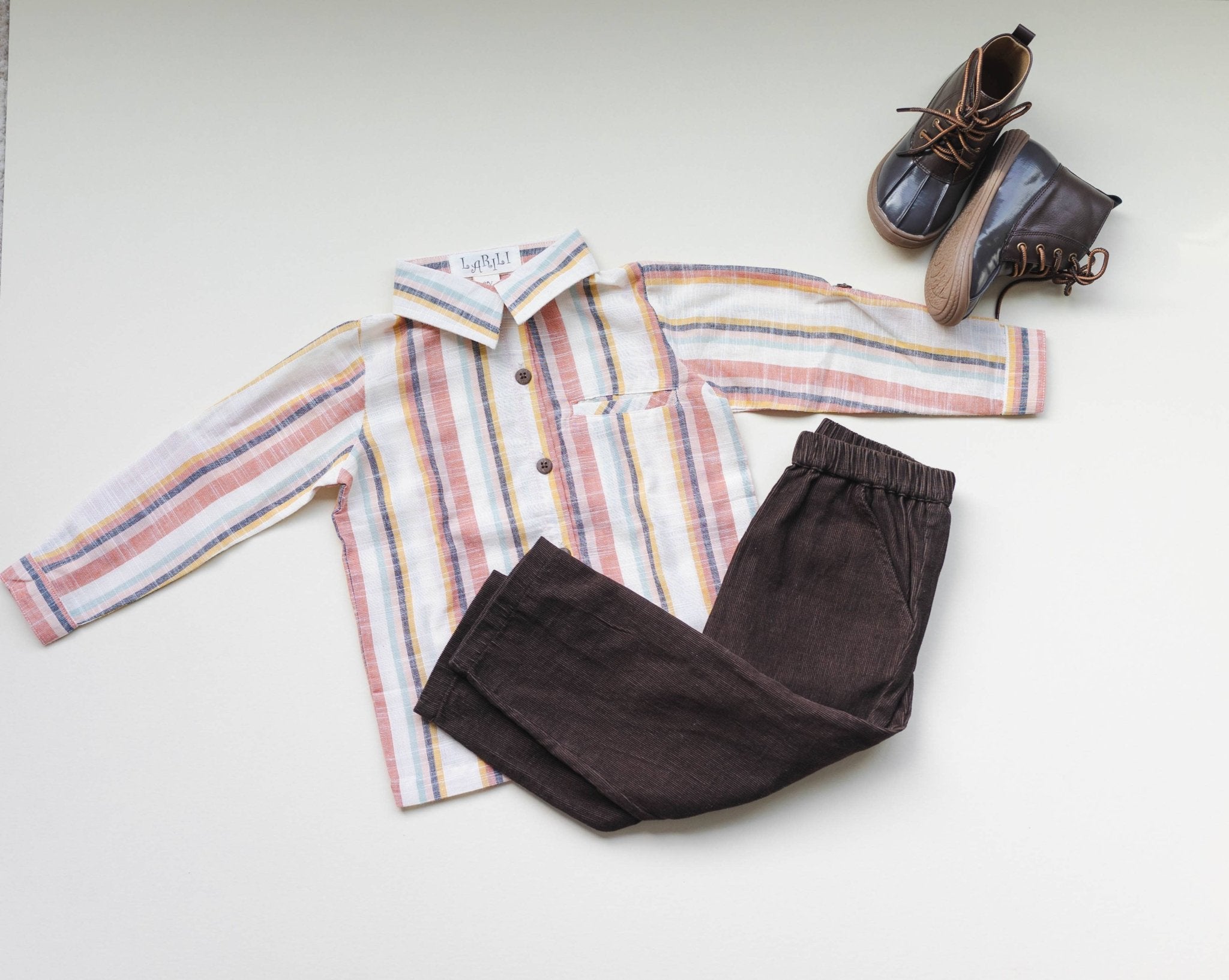 Three Little Tots Boys Stripe Shirt, additional view