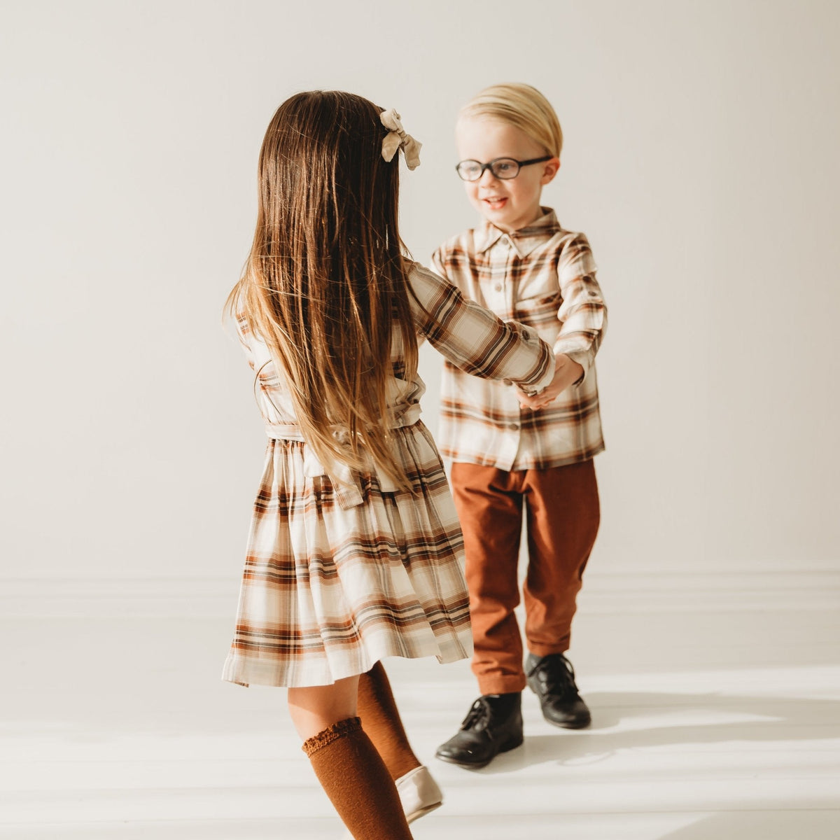 Three Little Tots Brown Plaid Boy's Shirt, additional product photo