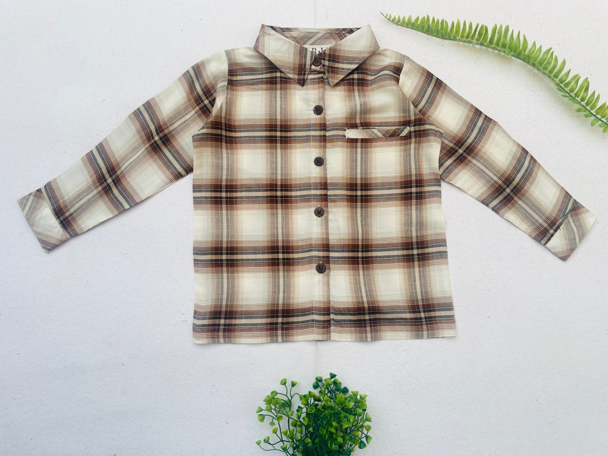 Three Little Tots Brown Plaid Boy's Shirt, additional view