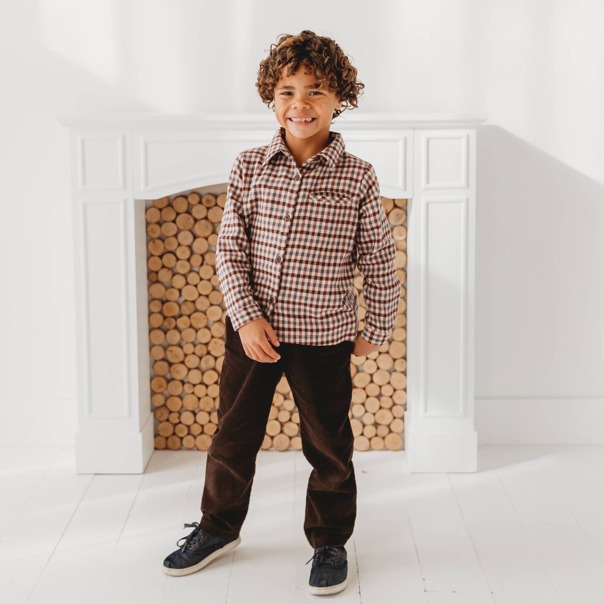 Three Little Tots Brushed Gingham Check Boys Shirt, alternate angle