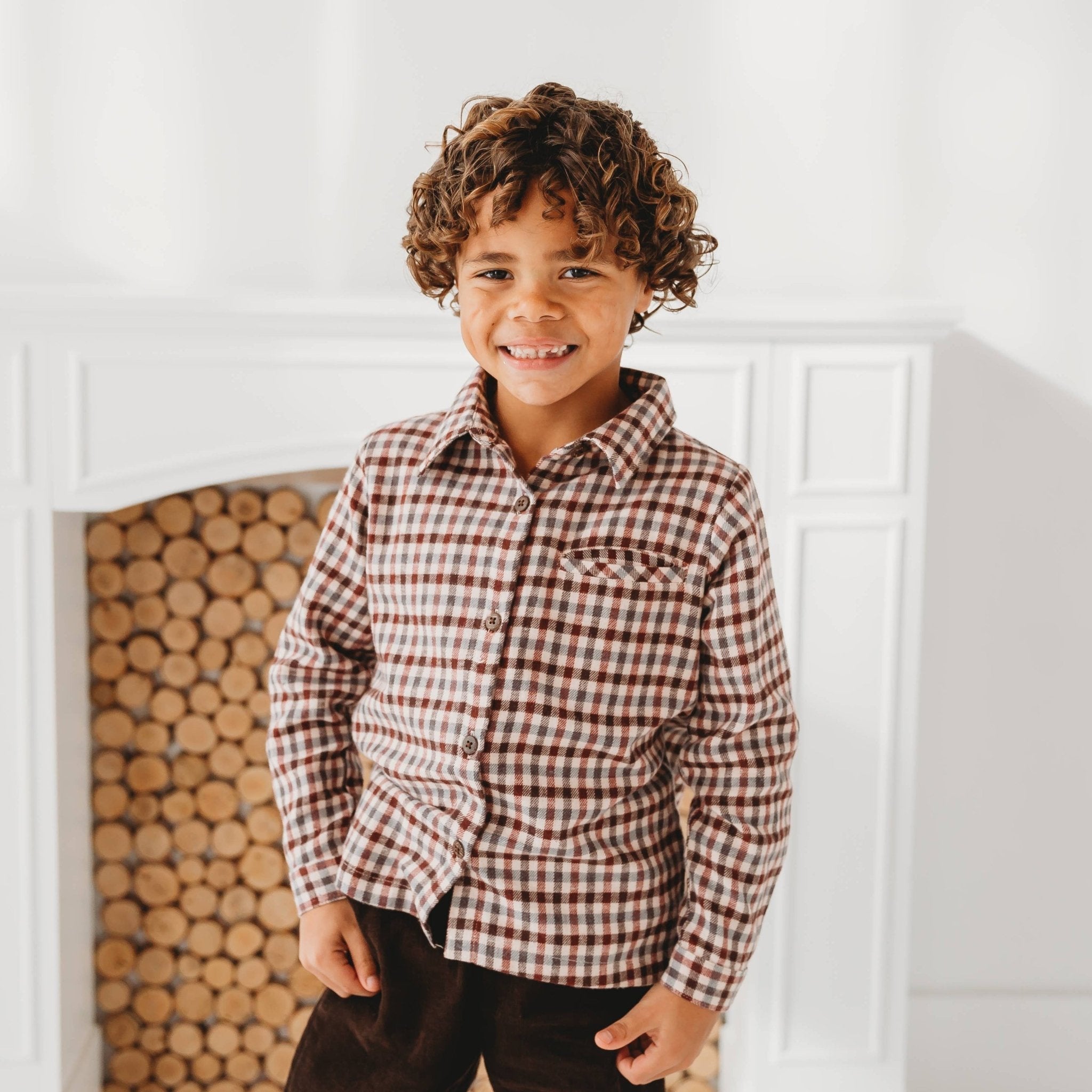 Three Little Tots Brushed Gingham Check Boys Shirt