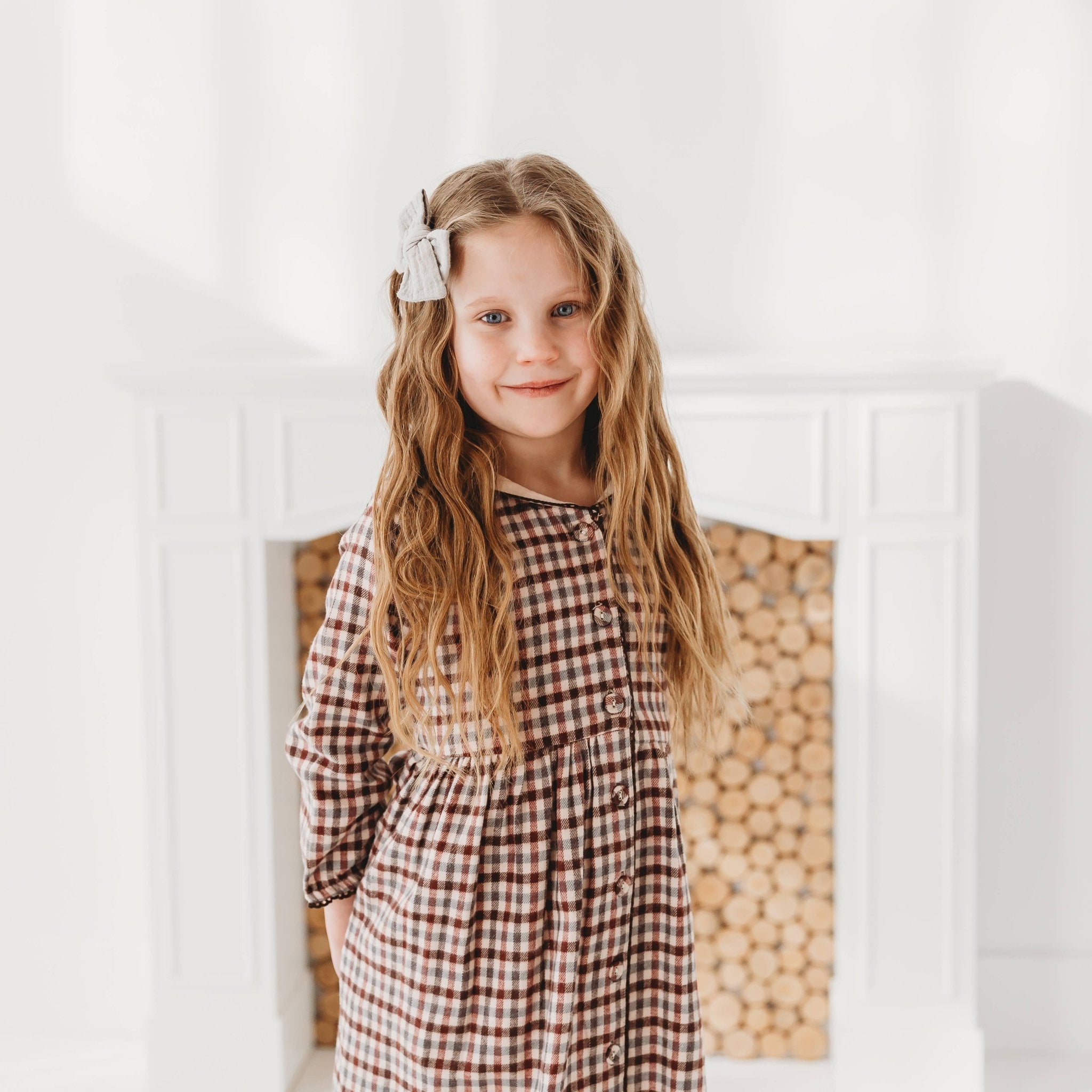 Three Little Tots Brushed Gingham Sailor Collar Dress, alternate angle