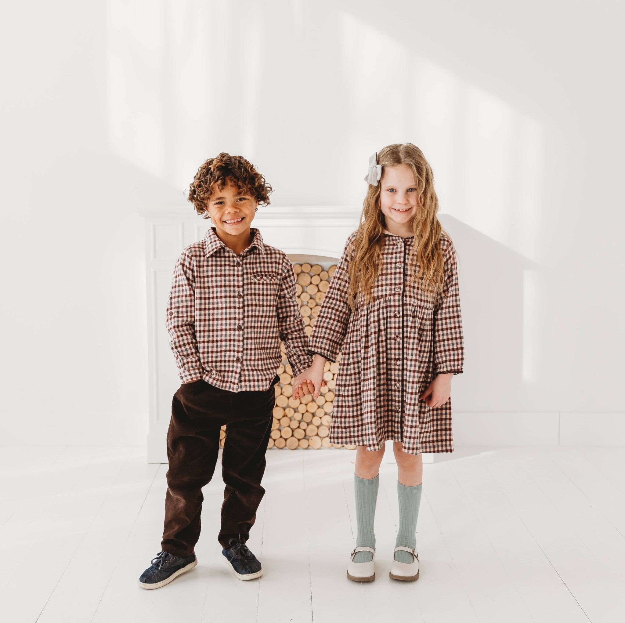 Three Little Tots Brushed Gingham Sailor Collar Dress, additional view