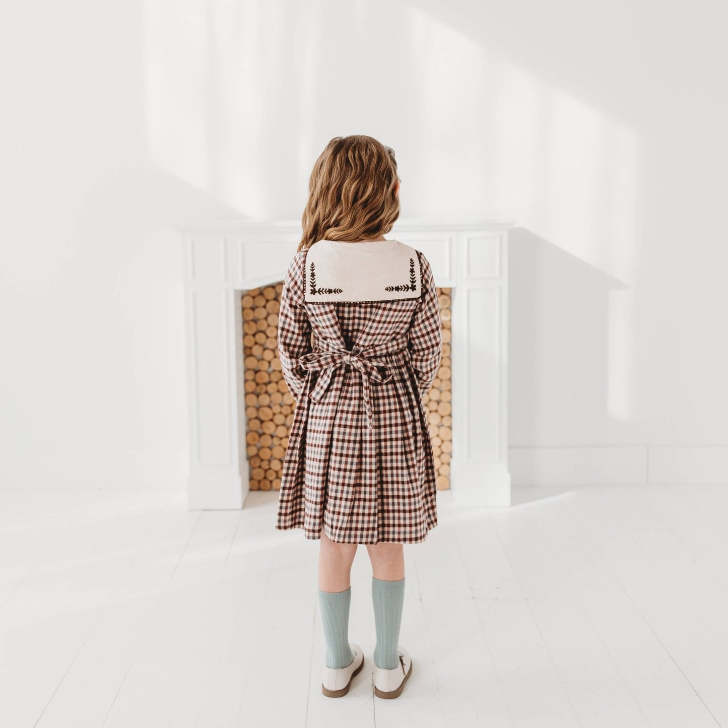 Three Little Tots Brushed Gingham Sailor Collar Dress, additional product photo