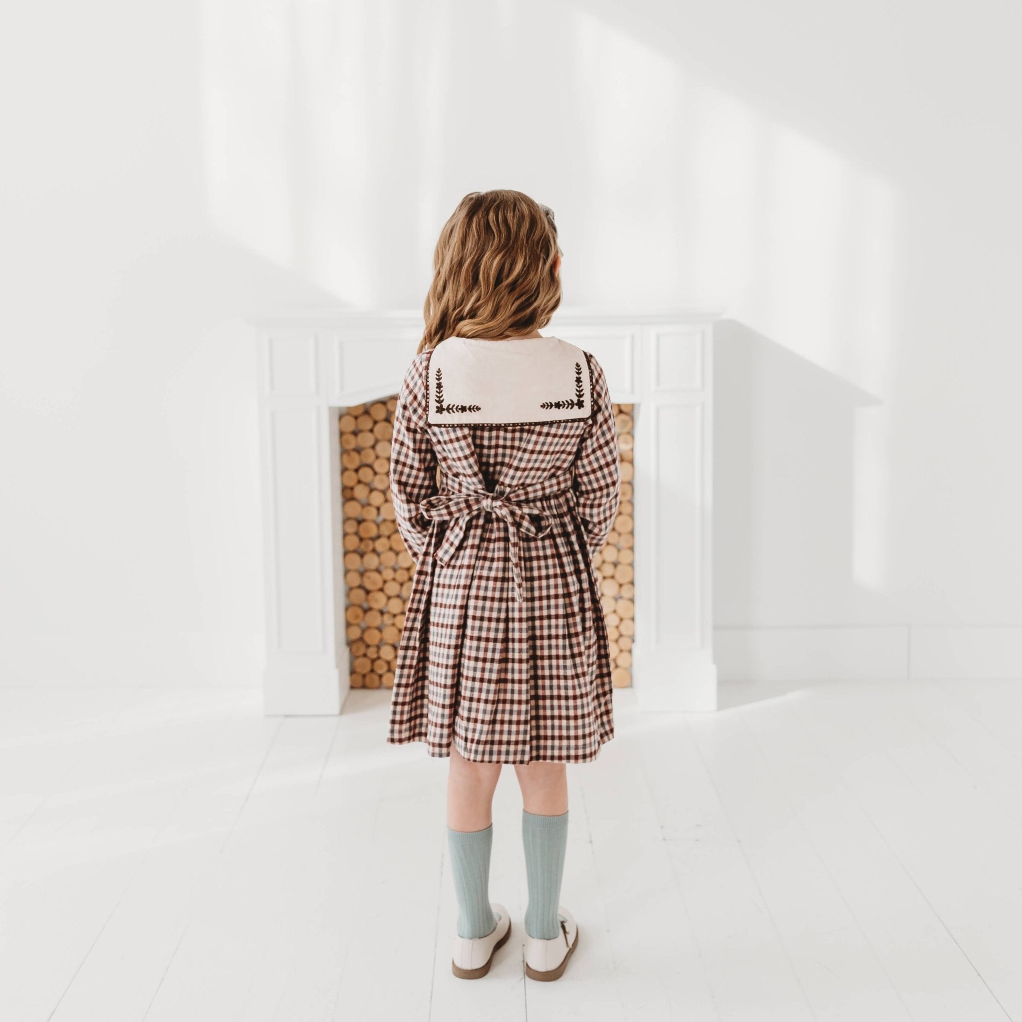 Three Little Tots Brushed Gingham Sailor Collar Dress, additional product photo