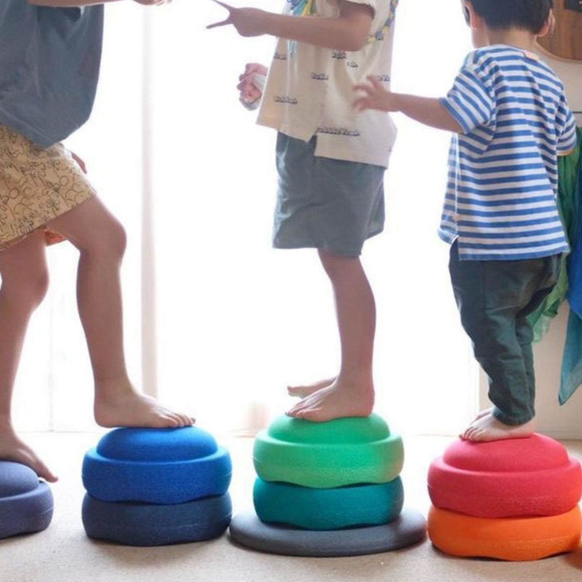 Three Little Tots Rainbow River Crossing Stone Children's Balance Training Puzzle Toy, alternate angle
