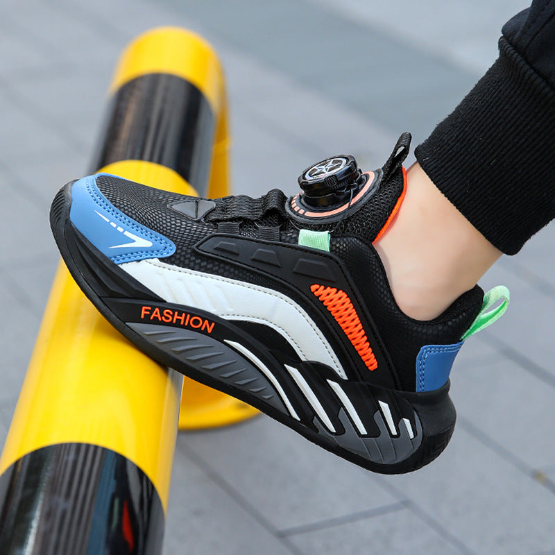 Non-Slip Soft-Soled Running Sneakers With Rotating Buckles For Older And Teenage Kids