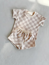 Checkered Print Little Man Top and Bottom Set