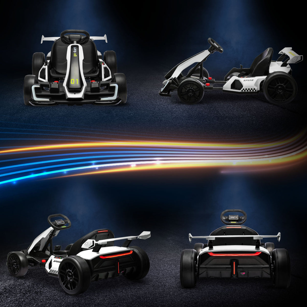 Aosom 24V 7.5 MPH Electric Go Kart with Adjustable Seat, Slow Start, White
