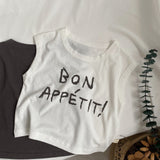 Three Little Tots Children's Letter Printed Sleeveless Vest For Boys And Girls Loose Casual Top, in White