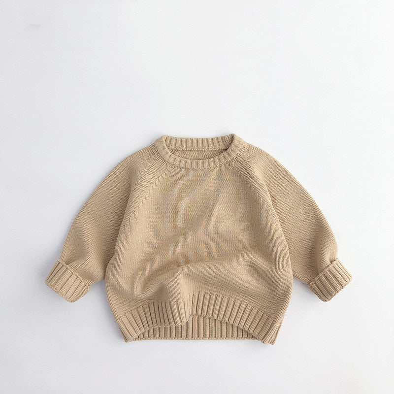 Three Little Tots Men's And Women's Kids' Sweater Loose Long Sleeve, in Beige