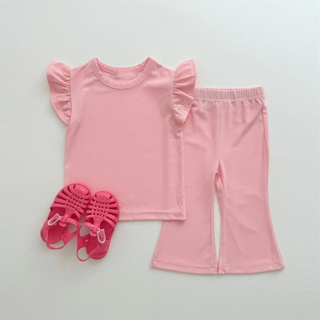 Three Little Tots Girls' Simple Cute Wild Suit Fashion, in Pink