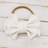 Three Little Tots Children's Bow Hair Band Baby Double Layer, in White