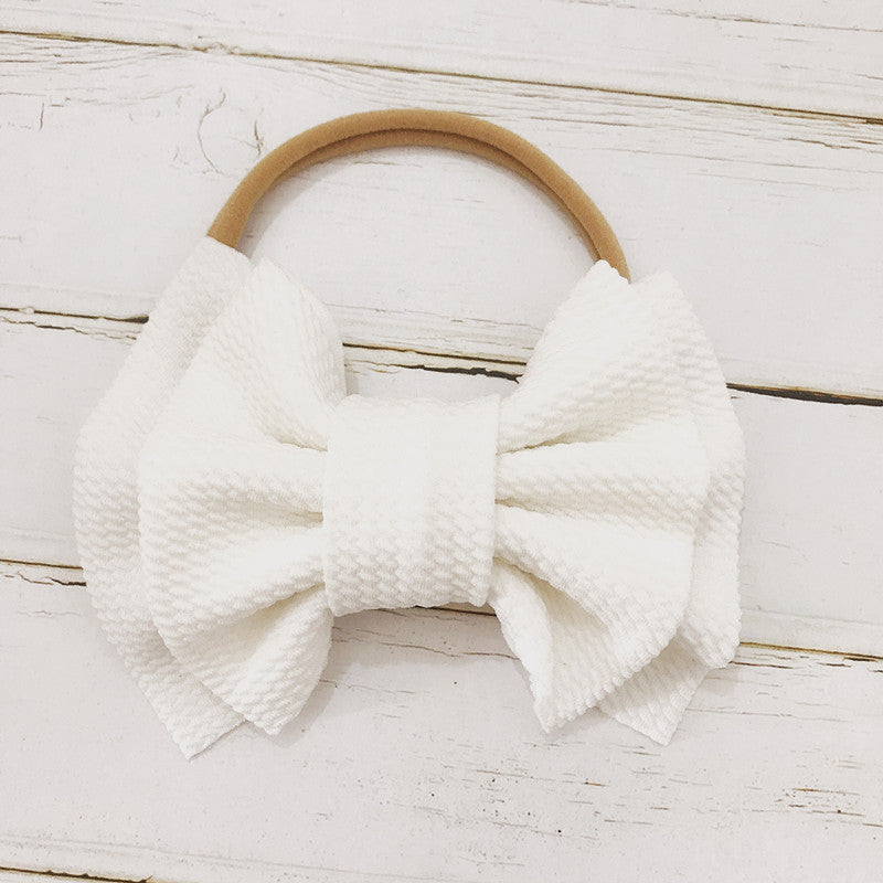 Three Little Tots Children's Bow Hair Band Baby Double Layer, in White